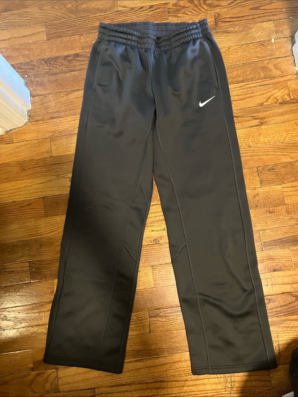 Nike Black Swoosh Track Pants with White Logo